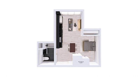 Floor plan for studio, 1 bath, 544 sqft